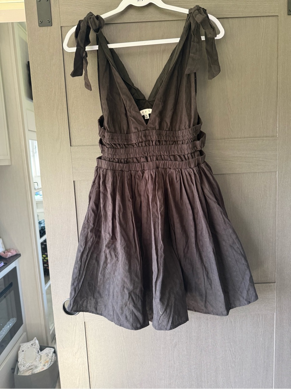 Tie-Shoulder Black Mini Sundress